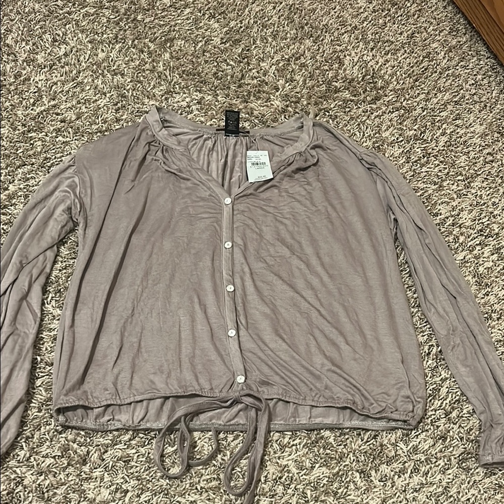 Women's Taupe Button-Up Top
